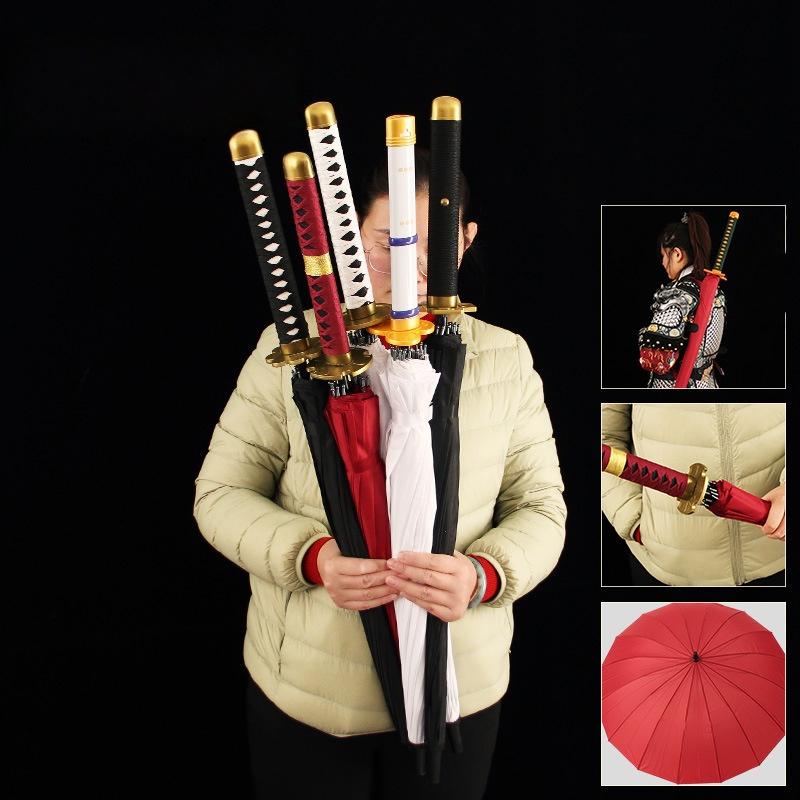 Alleiniger Zoro Katana Regenschirm Schwert Regen Schwarzer Sonnenschirm Roronoa Zoro Anime Cosplay Requisite Echtes Japanisches Katana Säbel Regenschirm Sonnenschirm