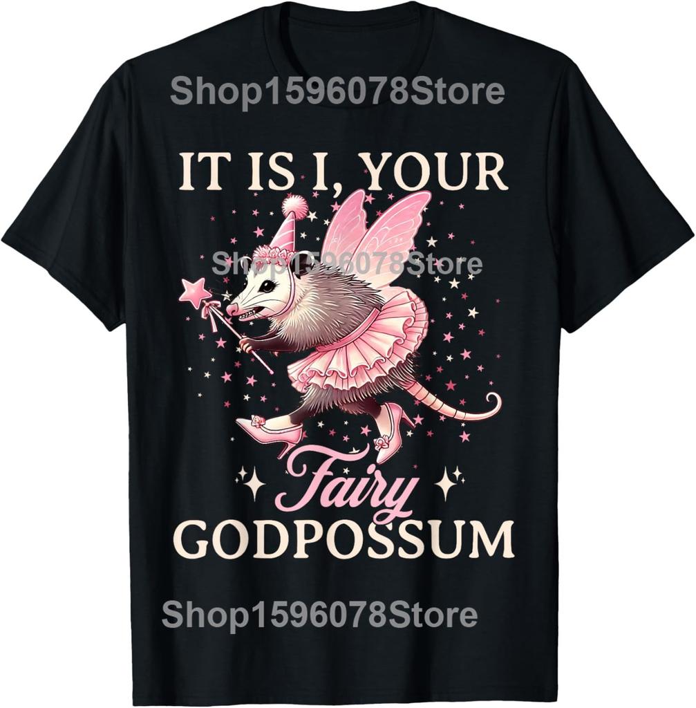 Zuerst einmal bin ich ein entzückendes wütendes Opossum Possum Wildtier T-Shirts Herren Streetwear T-Shirt Kurzarm Unisex Lockere Kleidung