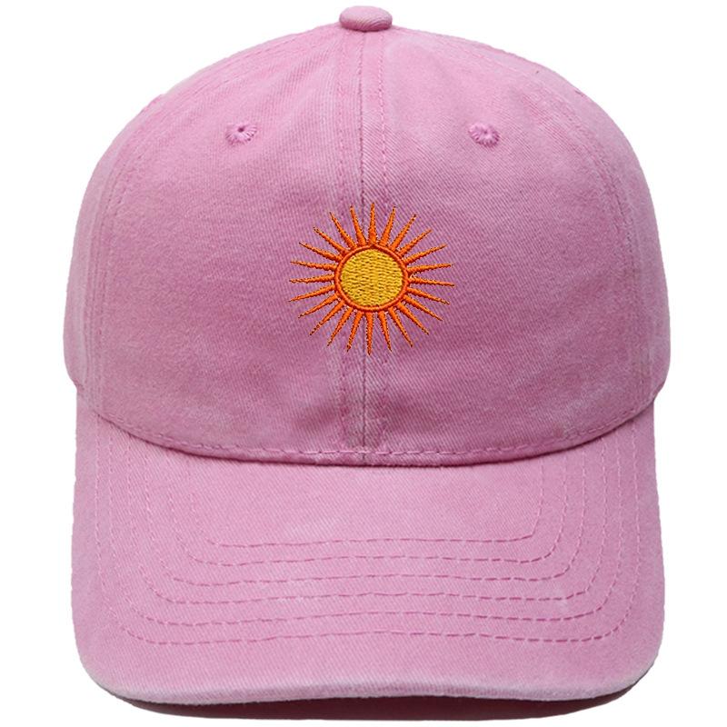 Radiant sun embroidery soft top retro dad hat bohemian outdoor outing men's and women's sunshade cap