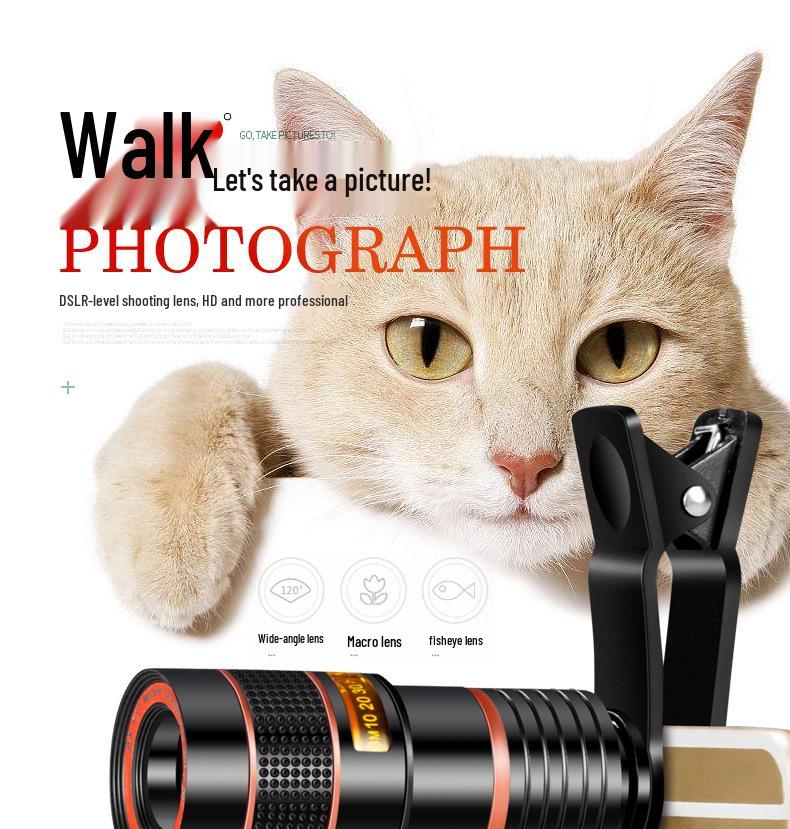 8x Zoom Universal Telephoto Lens for Mobile Phone Photography and Video Recording