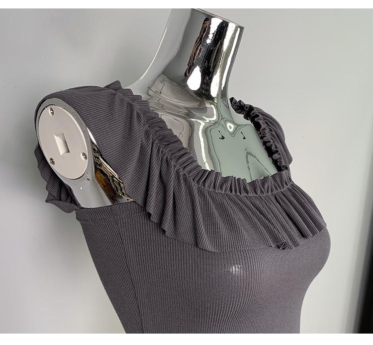 Korean Dongdaemun Off-Shoulder Ruffle Crop Top: Slimming, Sexy, Pure Desire Style for Women