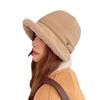 Herbst und Winter Warme Fischerhut Damen Winter Hepburn Stil Plus Samt Achteckiger Hut Zeigt Gesicht Klein Vielseitig Plüsch Großer Kopf Beckenhut