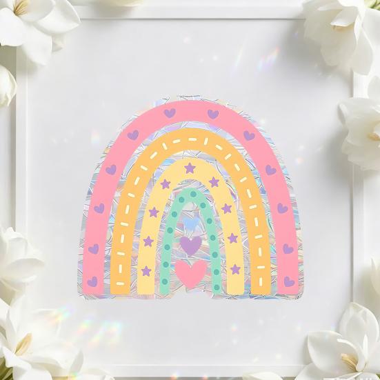 Regenbogen Sonnenfänger Fensteraufkleber Bunte Prismatische Blumen Kollisionsschutz Fensteraufkleber Wiederverwendbar Statisch Glastür