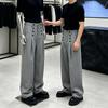 Old Money Style Striped Double-Breasted Wide-Leg Trousers CleanFit Loose Casual Pants Men Women