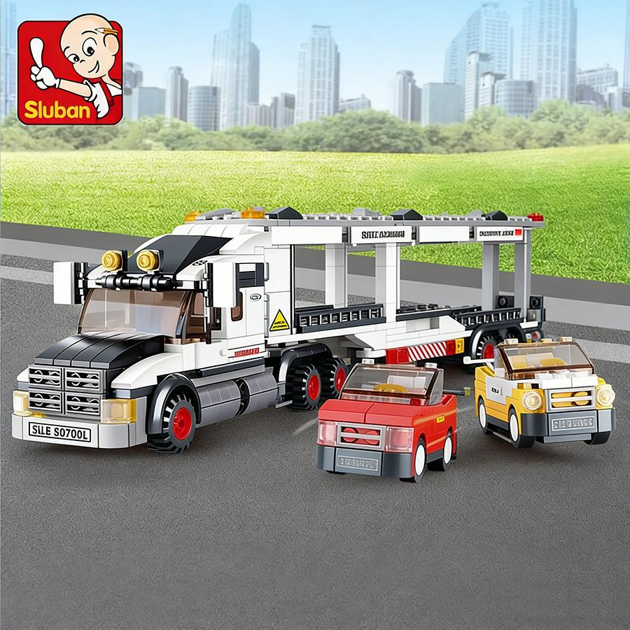 Non-Toxic 638Pcs Sluban 0339 Transport Vehicle Bus Building Blocks Set Technic City Bricks Children Diy Educational Toys Birthdays Gifts
