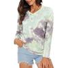 Damen 3D-Druck V-Ausschnitt Langarm T-Shirt Mode Vielseitig Trend Atmungsaktiv Lässig