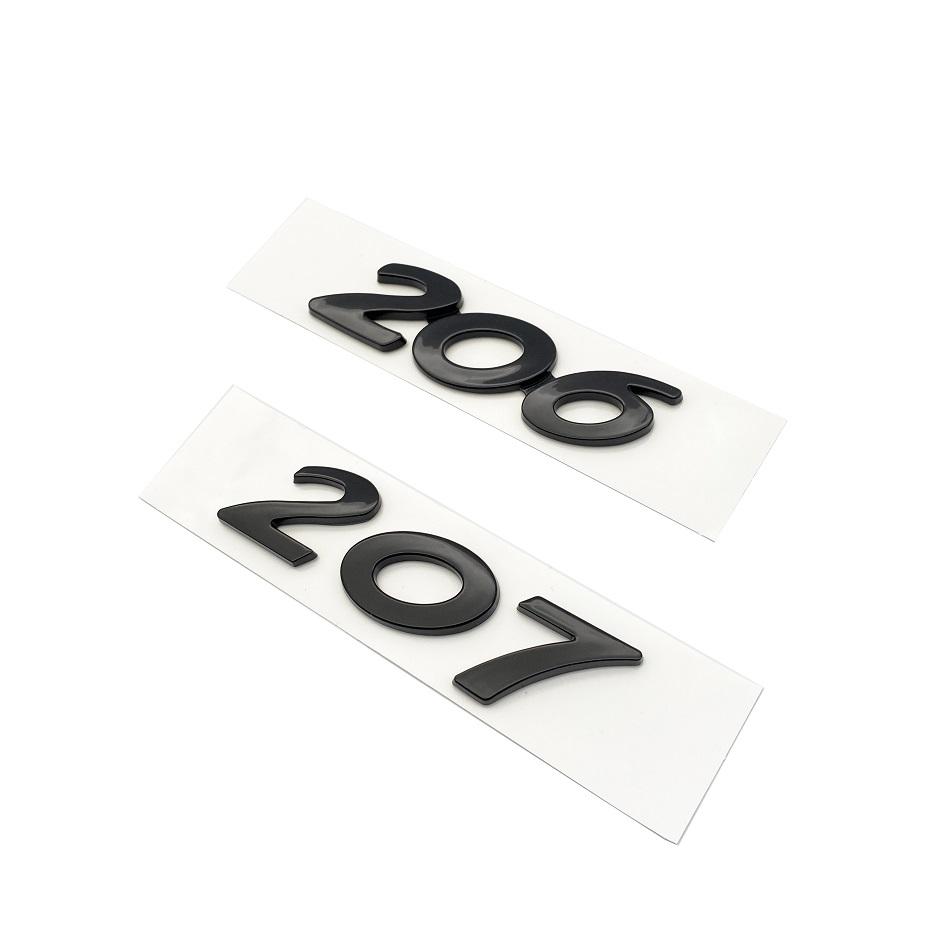 2026 Horká Samolepka na Auto 3D Černé Stříbrné Písmena 206 207 301 307 308 408 508 Znak pro Peugeot Auto Blatník Kufr Zadní Logo Samolepka