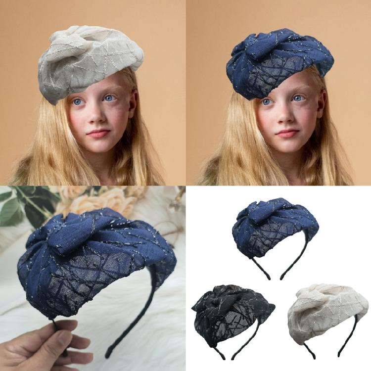 Stylish Bowknot Fascinator Hat Headband Bows Headwear Halloween Party Headpiece Vintage Hair Accessories for Women Girls