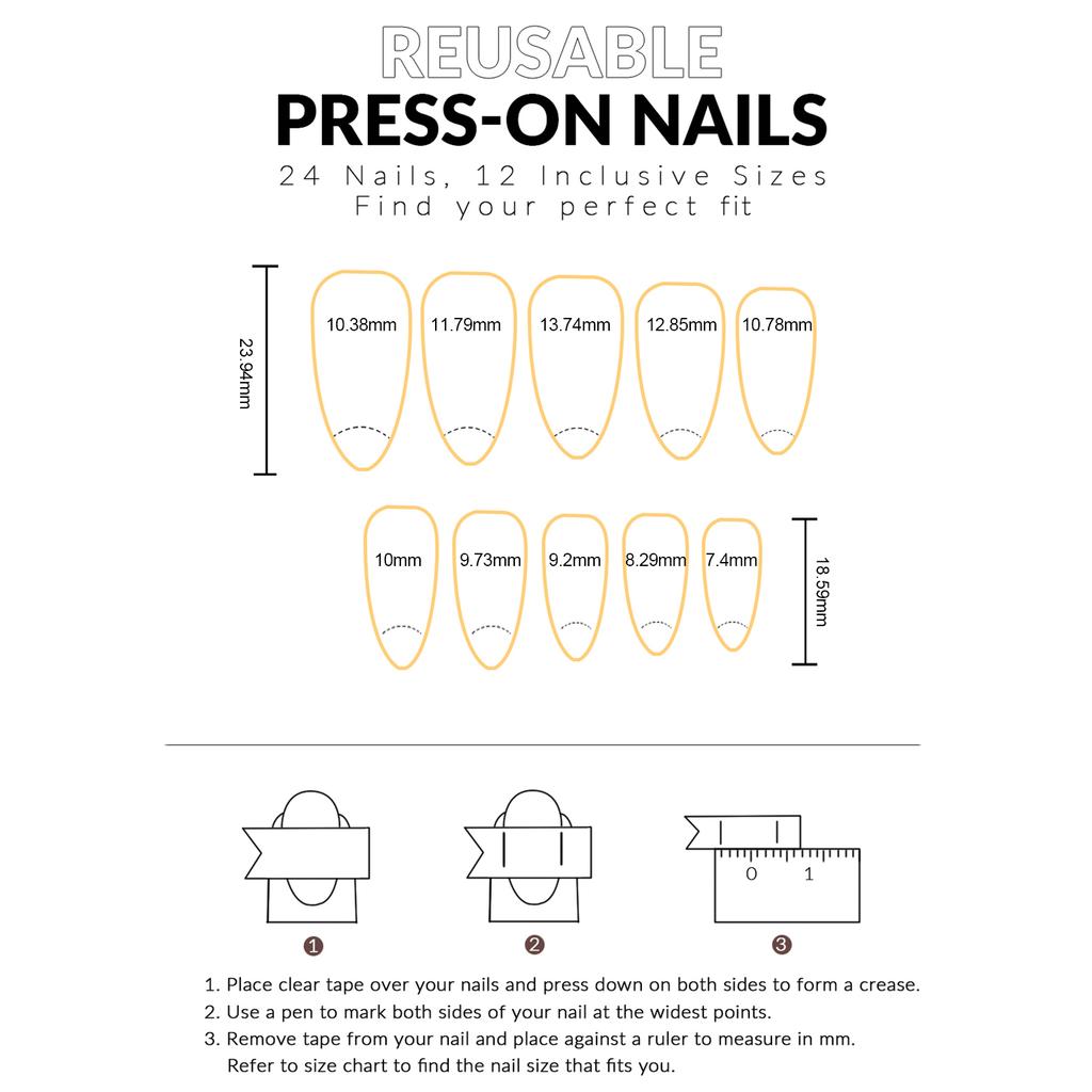 24PCS Retro Style Fake Nails with Flower Printed Sweet & Charming Reusable False Nails for Daily and Parties Wearing