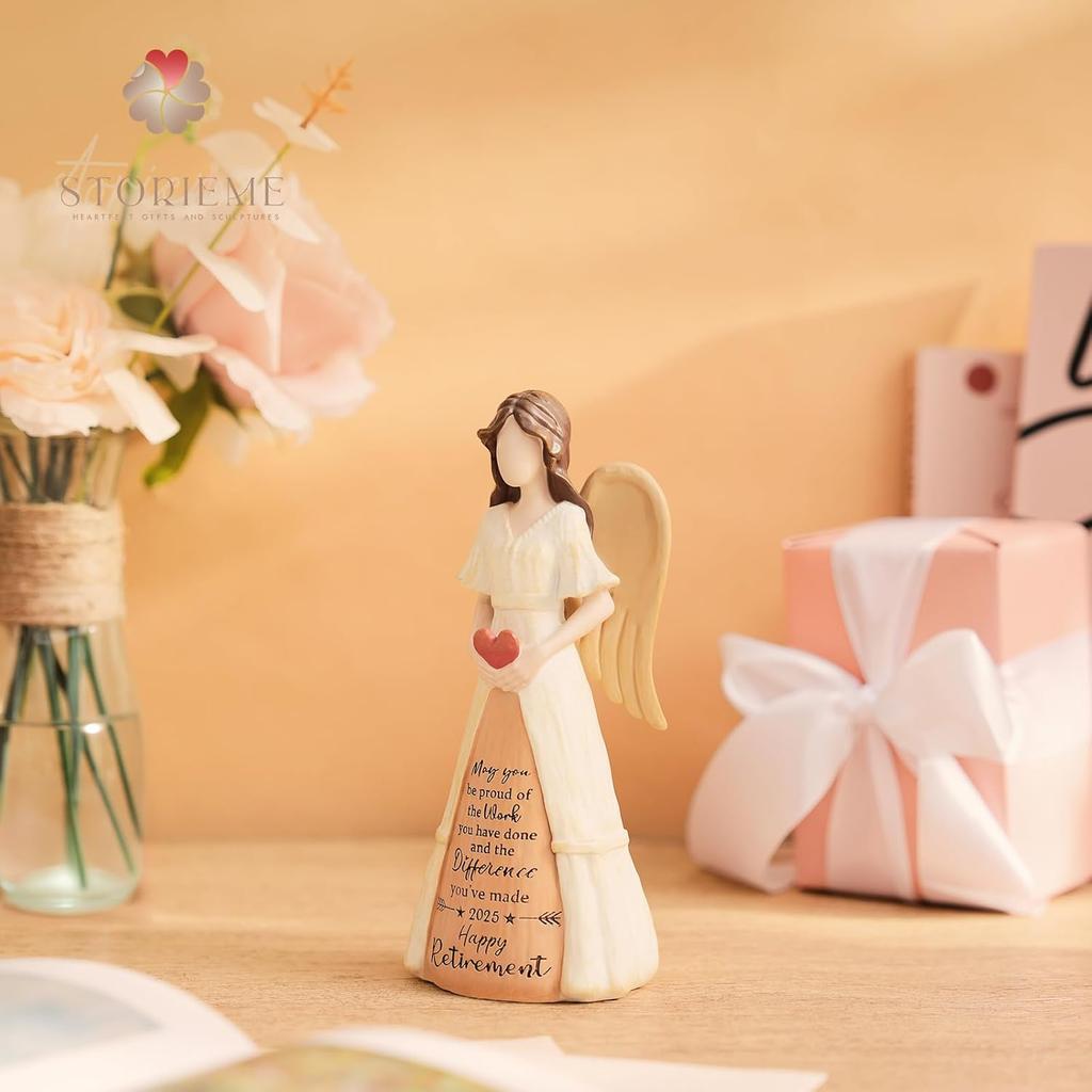 Retirement Gift for Woman 2025: Handcrafted Angel Figurine for Retiring Coworker Teacher Nurse - Meaningful Thank You Farewell Keepsake for New
