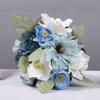 Wedding Bouquets with Ribbon for Bride Bridesmaid 30cm High Realistic Artificial Flower Bouquets for Wedding Photography