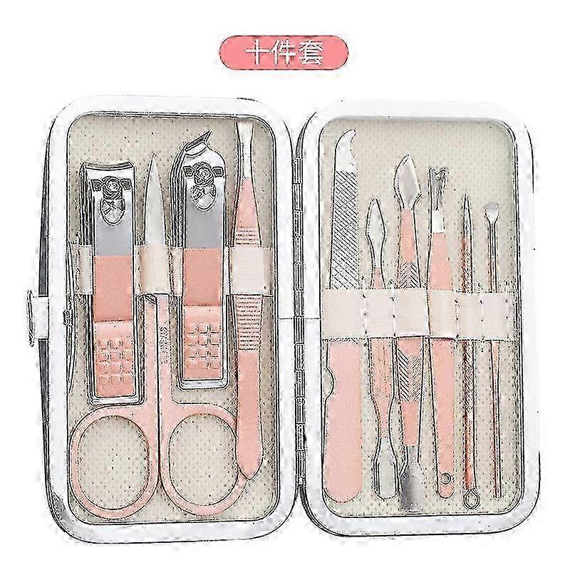 2025 Manicure Set, Mini Nail Clippers, Travel Set, Grooming and Pedicure Tools, 10 Pieces, Stainless Steel Grooming Set
