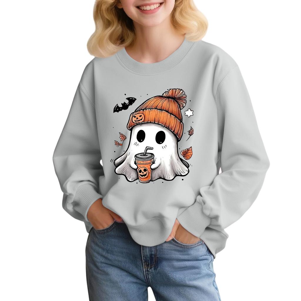 Children's Fashion Loose-fitting Casual Halloween Long-sleeved Printed Round Neck Sweatshirt