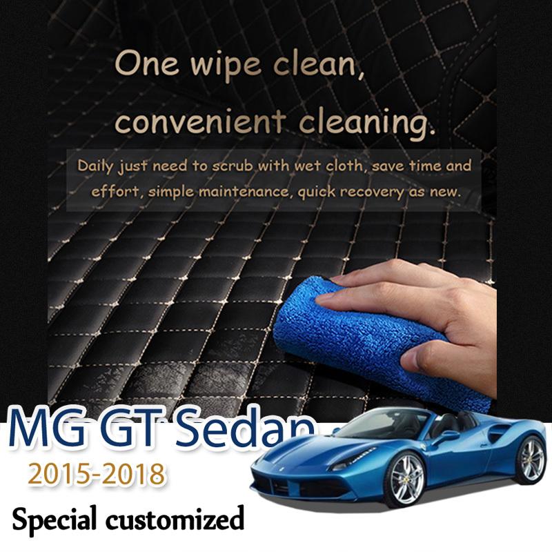 Leather Car Trunk Mats For MG GT Sedan 2015-2018 Rear Trunk Floor Mat Tray Carpet Mud