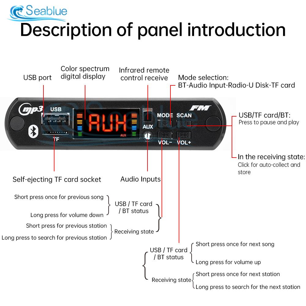DC 5V 12V Car MP3 WMA/WAV/APE Decoder Board Audio MP3 Player USB TF FM Radio Module Wireless Bluetooth 5.0 For Car