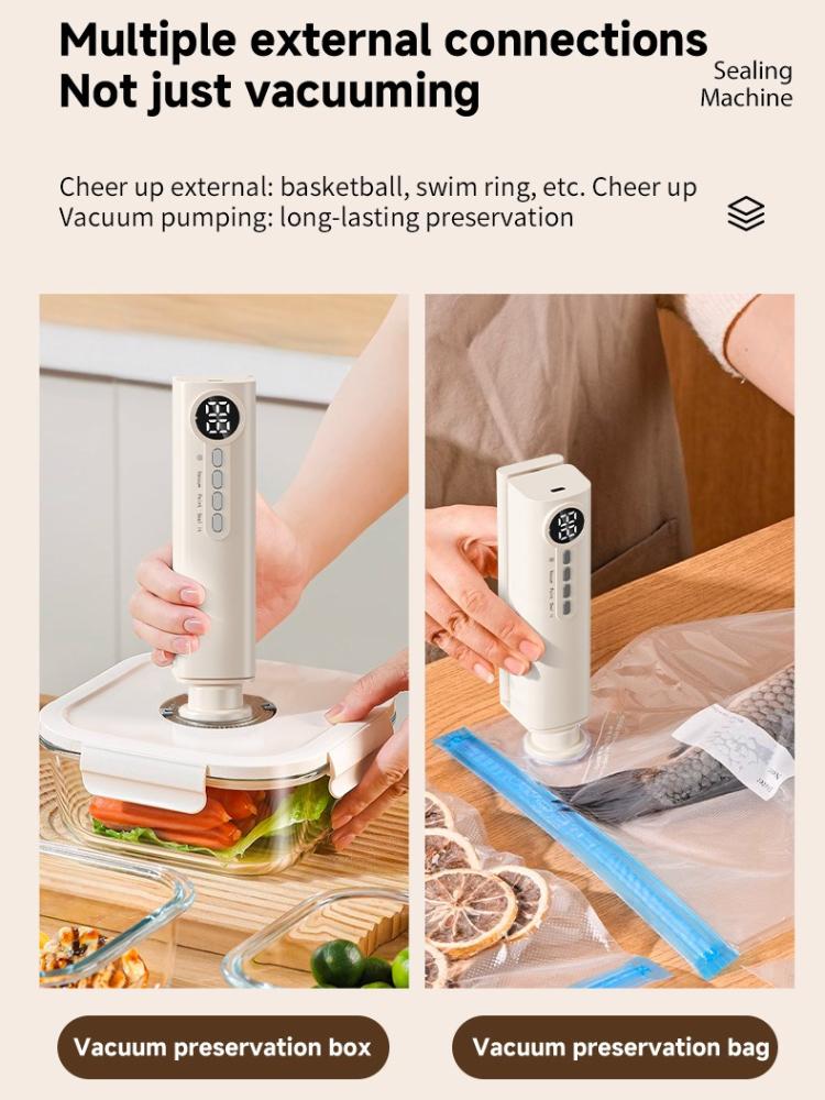 1Pc Rechargeable Vacuum Packaging Machine, Household Small Fully Automatic Dual-Pump Double-Sealing Freshness Preservation Vacuum Sealing Machine