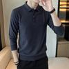 New Men's Polo Shirt Imitation Cashmere Sweater Business Casual Top High-end Base Shirt Middle-aged and Young Jacket