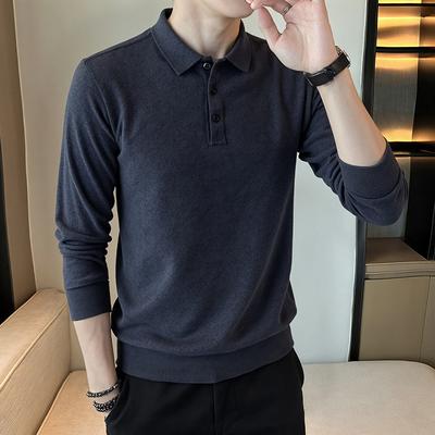 Nowa Męska Koszulka Polo Sweter Imitujący Kaszmir Business Casual Top Wysokiej Jakości Koszulka Bazowa Kurtka dla Średniego Wieku i Młodych