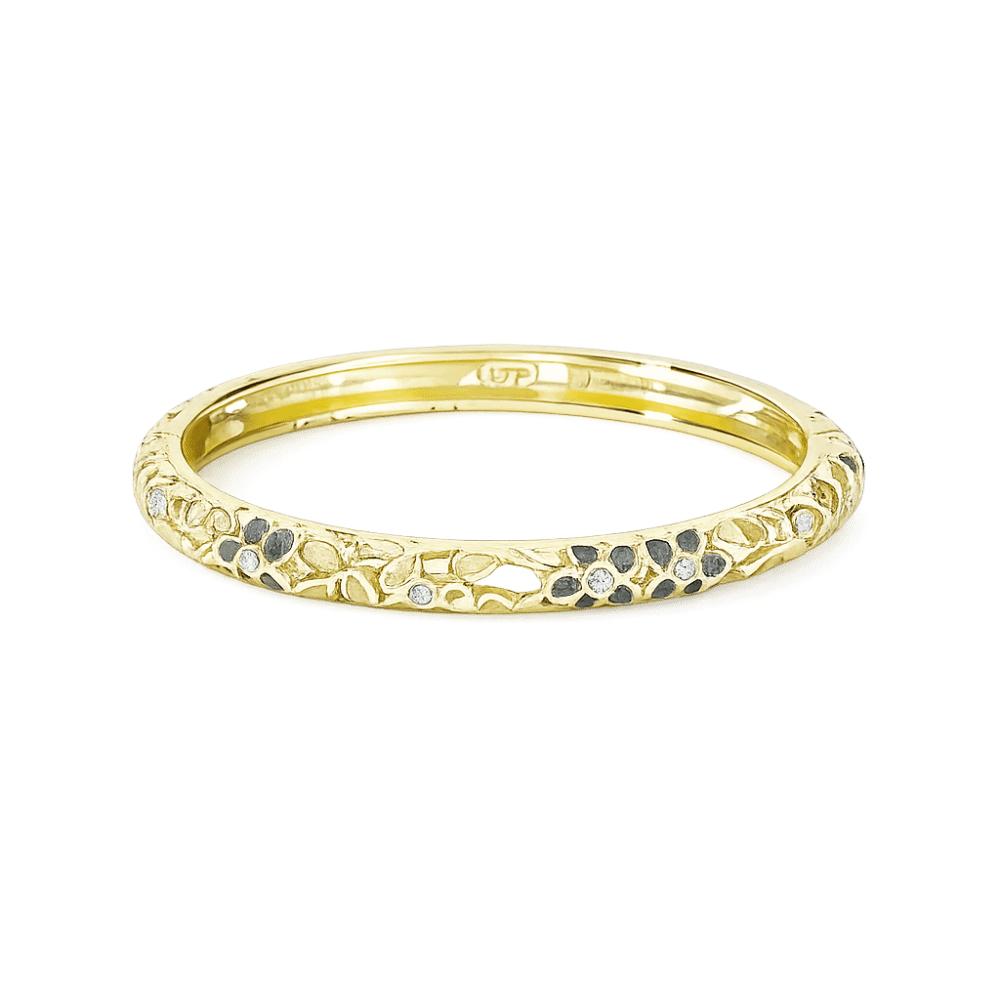 Traditional Flower Crystal Bangle Colorful Women's Hand Bracelet Vintage Cloisonne Bangle Ladies