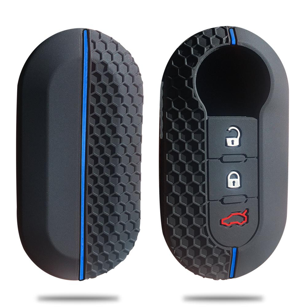 Silicone Car Key Cover Case for Fiat 500 Panda Dubbed Grande Punto Stilo 500x Ducato Remote Auto Folding Flip Key Holder Case