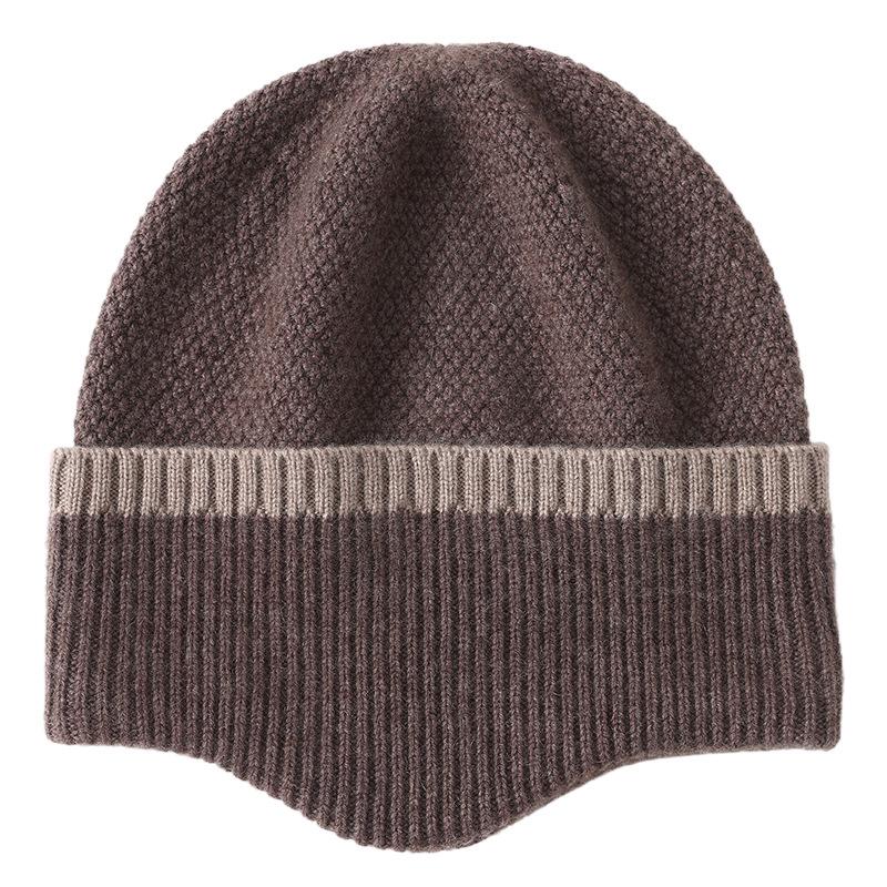 Soft and Glutinous Cashmere New Autumn and Winter Unisex Color Matched Design Warm Ear Protecting and Cold Proof Knitted Hat