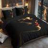 3pcs Black Bedding Set Beautiful Red Lips Printed Cozy Duvet Cover Set King Queen Twin Single Size Birthday Gift Bedroom Decor