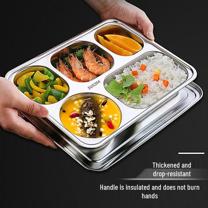Zhishi Kids' 304 Stainless Steel 5-Compartment Dinner Plate