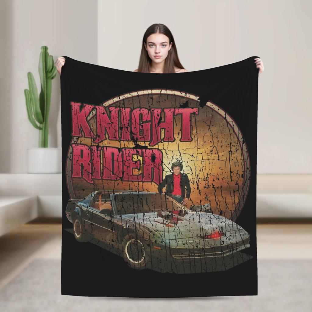 Knight Rider Knight Industries 2000 Kitt Knitted Blanket David Hasselhoff Wool Throw Blanket Sofa Rug Piece Soft Warm Breathable