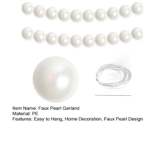 10Pcs DIY Faux Pearl Garland Staircase Decoration Large White Bead Wall Hanging Ornament Home Wedding Bridal Shower Party Stairway Decor