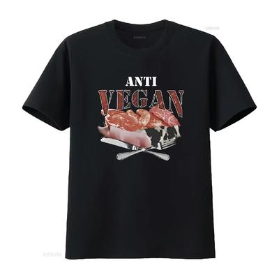 Anti Vegan T Shirt Funny Meat Carnivore Diet Gym Offensive Pump Cover  Vintage Washed Fashion Slightly Top For Everyday Wear