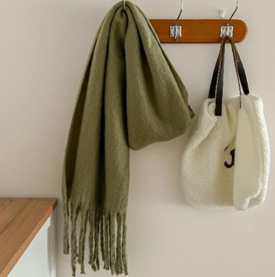 Damen Grobstrick Mohair Schal - Einfarbig, 2024 Herbst/Winter Stola & Halswärmer