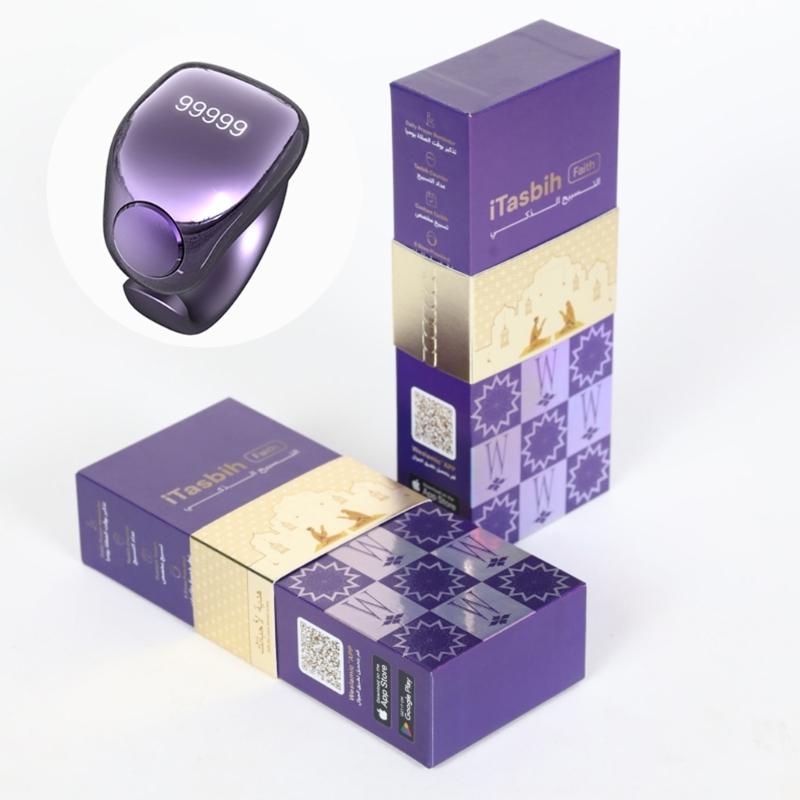 Intelligent Tasbih Rings With Digital Screen 5 Interchangeable Size Support Wireless Charging and Daily Prayer Reminders