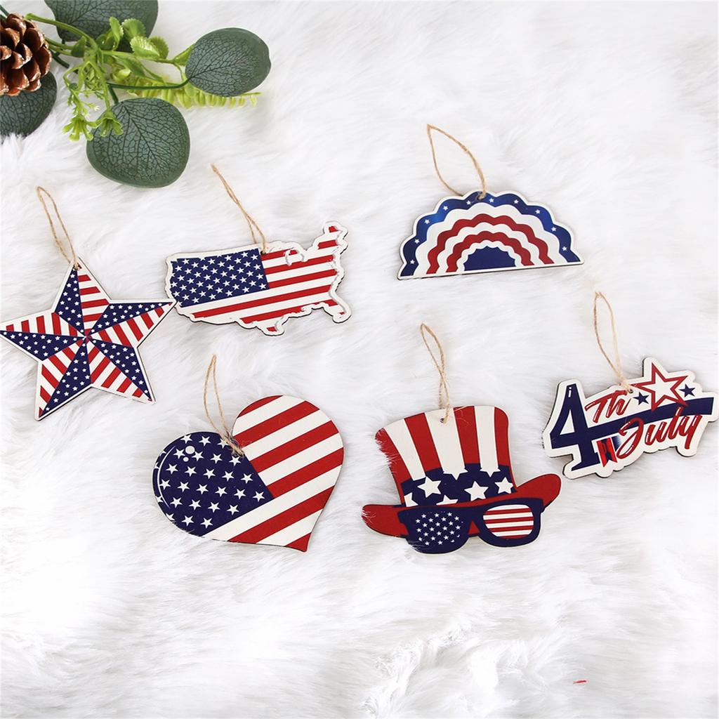 Wooden crafts, American Independence Day pendants, USA pentagram ornaments, themed party decorations, pendants