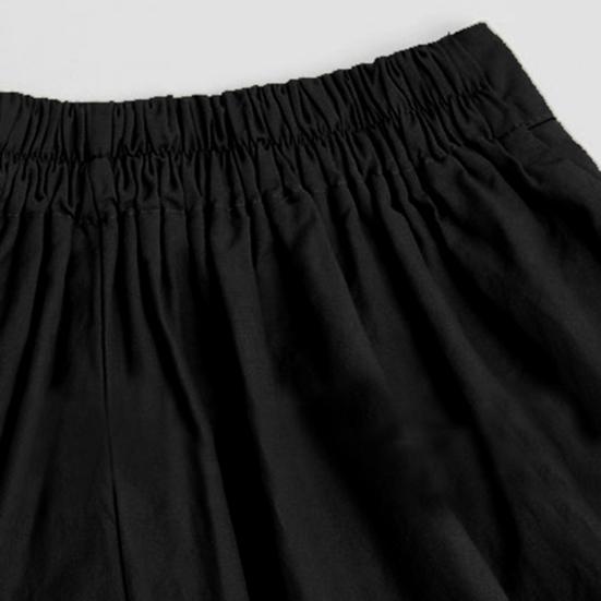 Women Shorts Elastic High Waist Wide Leg Casual Short Pants with Pockets Solid Color Loose Fit Casual