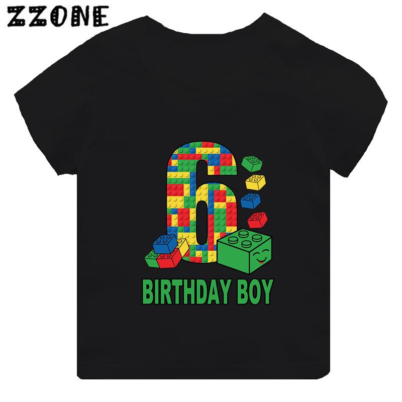 Master Builder Blocks Building Number Bow Print Boys Clothes 1 2 3 4 5 6 7 8 9 Years Birthday Kids T Shirt Baby Girls TShirts