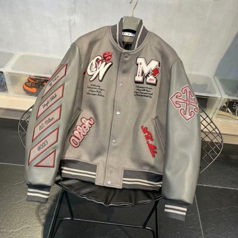 AC Milán Pevná Vyšívaná Kožená Baseballová Bunda