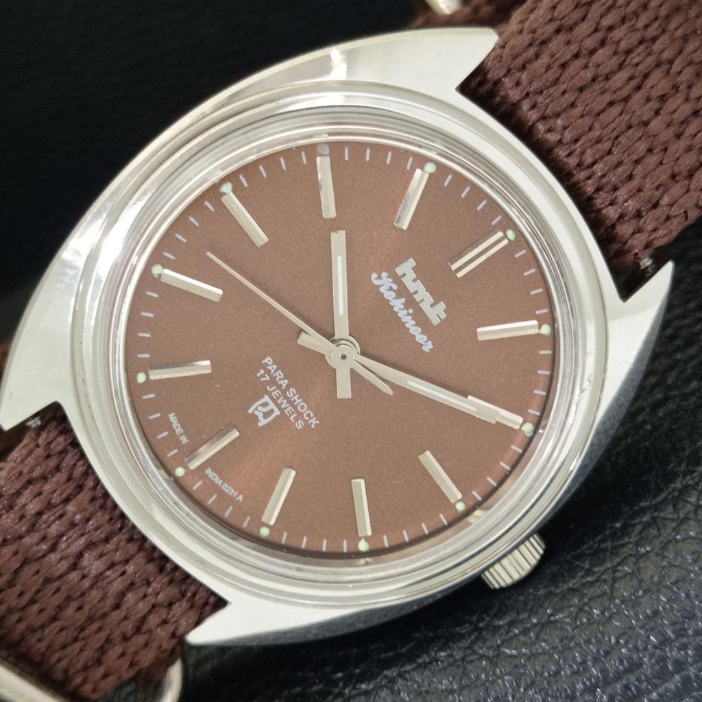 

VINTAGE HMT KOHINOOR HAND-WINDING INDIAN MENS BROWN COLOR DIAL WATCH a440973-4 HT-a440973