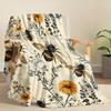 Cozy Soft Warm Skin-Friendly Bee Wildflower Flannel Throw Blanket  Napping Camping Travel Sofa Bed Friends Family Gift Blankets