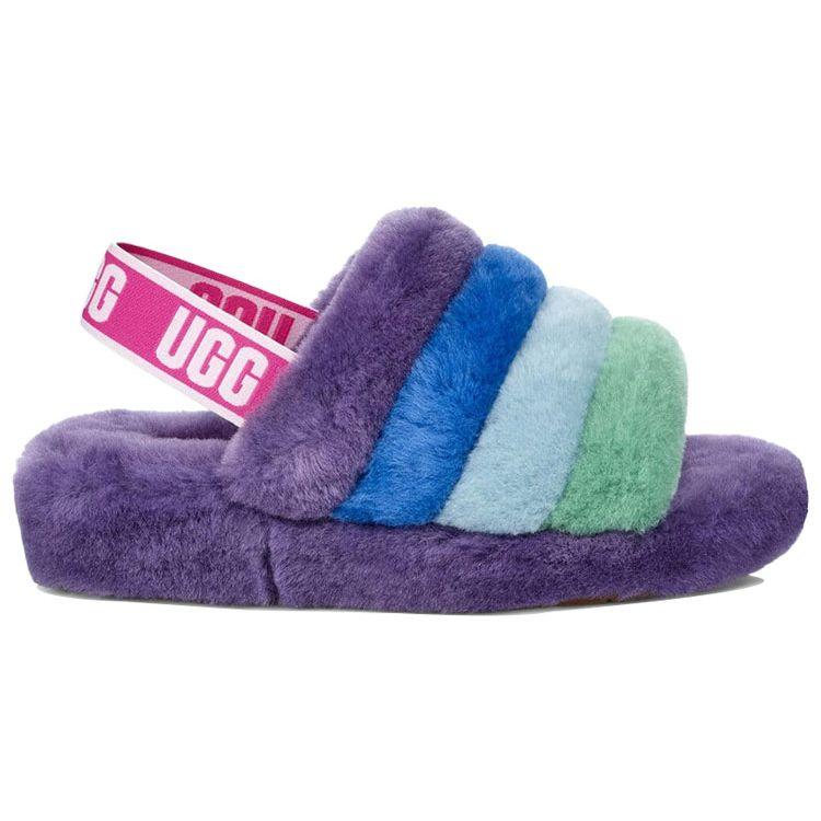 UGG Fluff Yeah Slide Sheepskin Fashion Sandals Rainbow Women sandals 1097169-PRPR