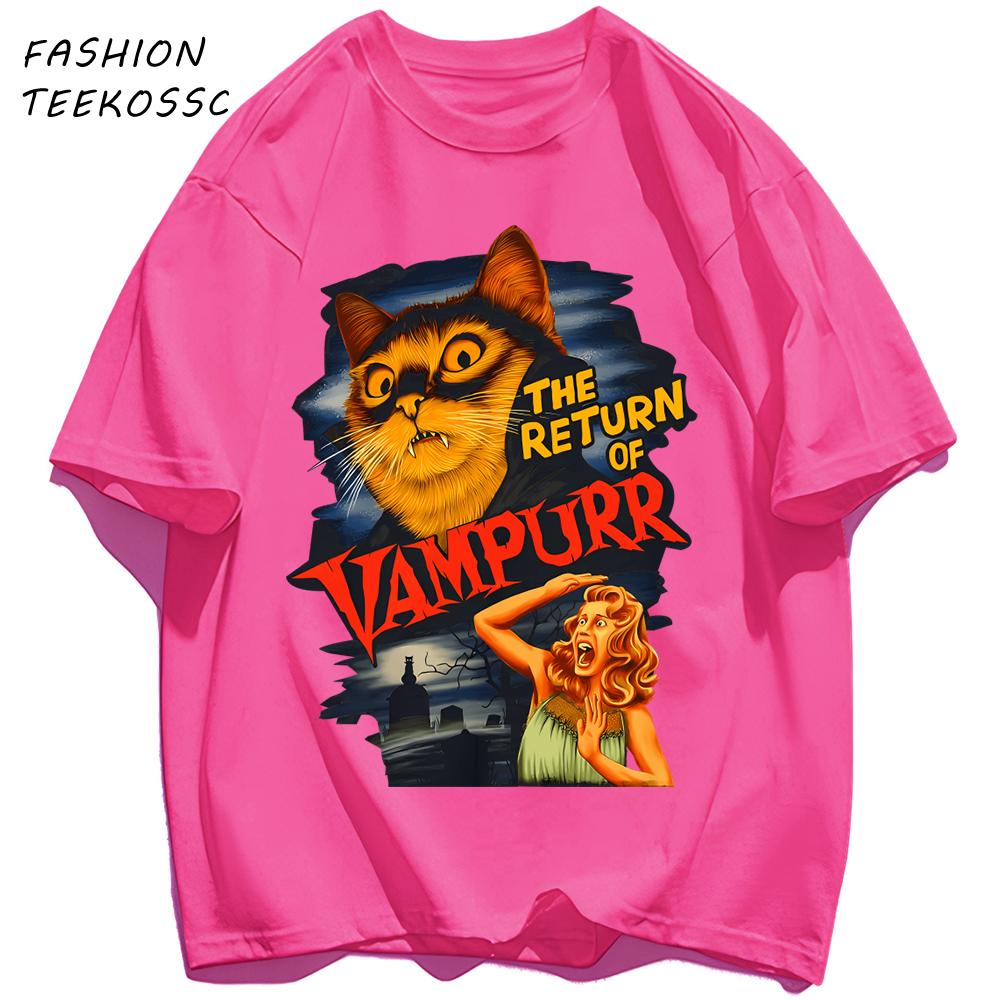 The Return Of Cat Print Men T Shirts AllMatch Soft Short Sleeve Hip Hop Fashion Summer Basics TShirt Unisex Cotton Loose Top