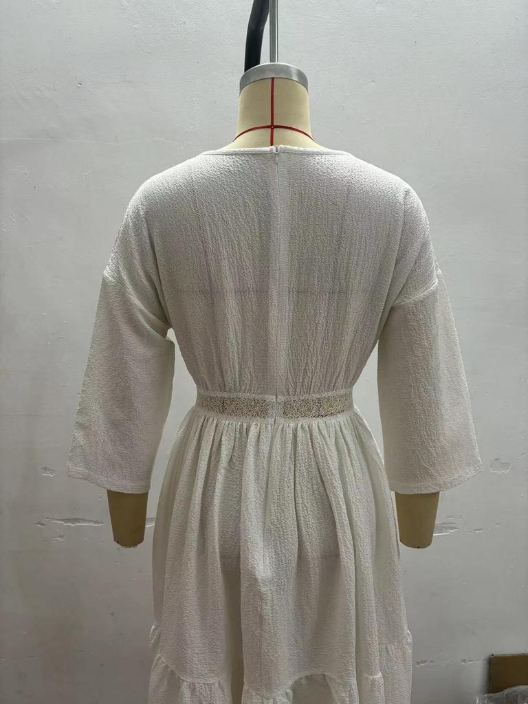 Patchwork Beach Vacation Hollow Out Dress
