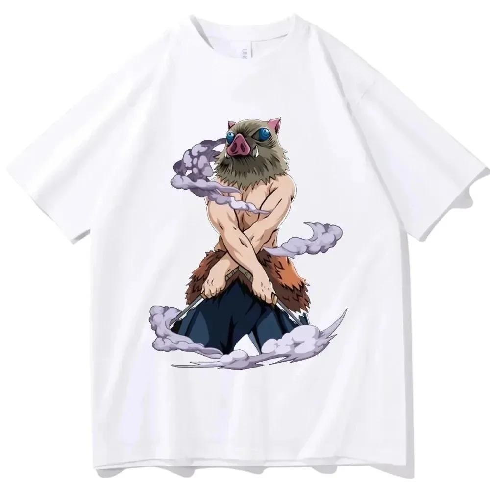 Men Clothing Anime T-shirt Demon Slayer Blade T Shirt Hashihira Innosuke Short Sleeve Hip Hop Street Style Loose Oversized Tee