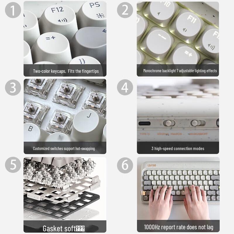 LOfree OE914 Terrazzo Wireless Tri-Mode 84-Key Mechanical Keyboard