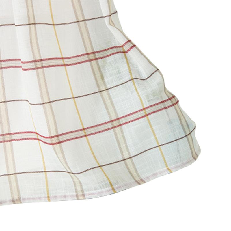 Linen Woven Plaid Curtains, Window Screens, Finished Punched Curtains, Customization