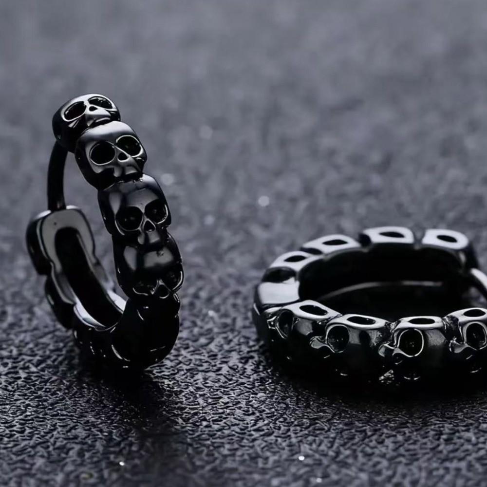 Creative Skull Hoop Earrings Silver Punk Earrings Jewelry Gothic Ear Buckles  Party