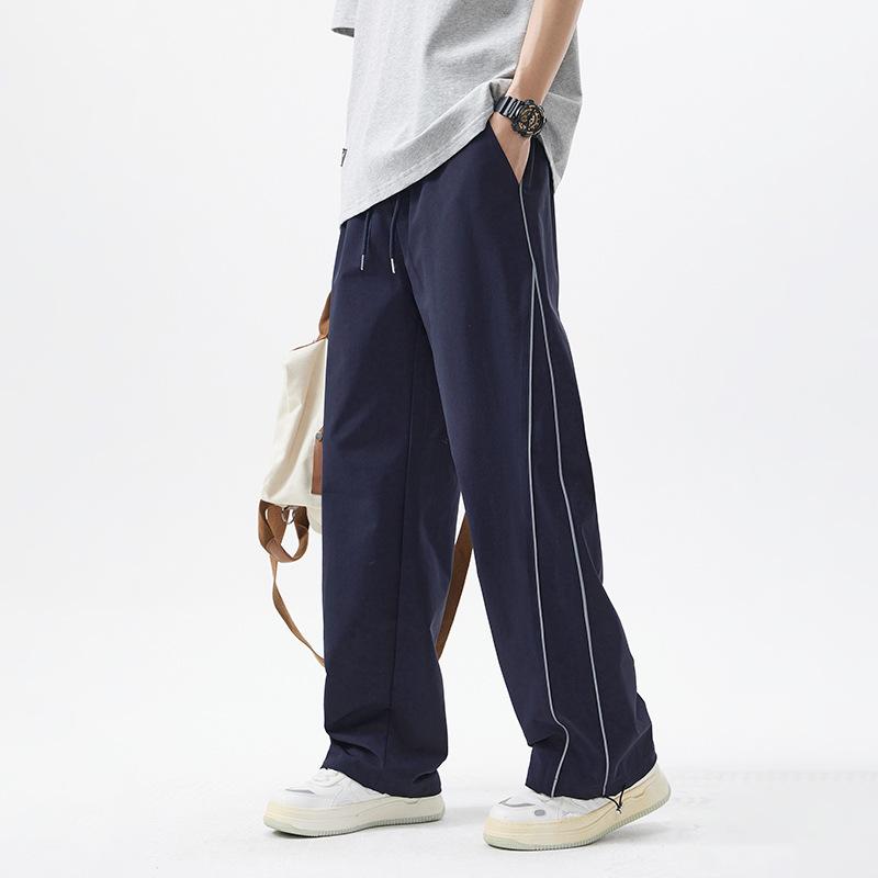 Men's spring new trendy brand solid color casual loose casual pants men's straight vertical versatile trousers
