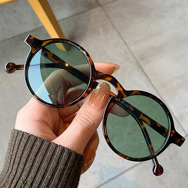 Fashion Round Cat Eye Sunglasses Woman Luxury Retro Small Frame Sun Glasses Female Green Mirror Korean Style Oculos De Sol