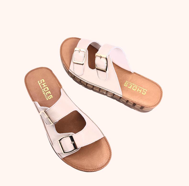 Women's Summer Leather Sandals 2025, Comfortable Soft Sole, Fashionable Versatile Outdoor Buckle Design