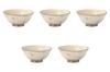 Set of 5 Kohiki Printed Tea Bowls X Ceramic Rice Bowls by Setomonohonpo [12.2 6cm] (Earthenware)