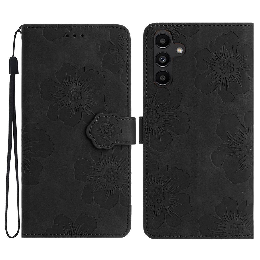 For Samsung Galaxy A16 5G/A16 4G Case Flower Design Leather Wallet Phone Cover with Wrist Strap